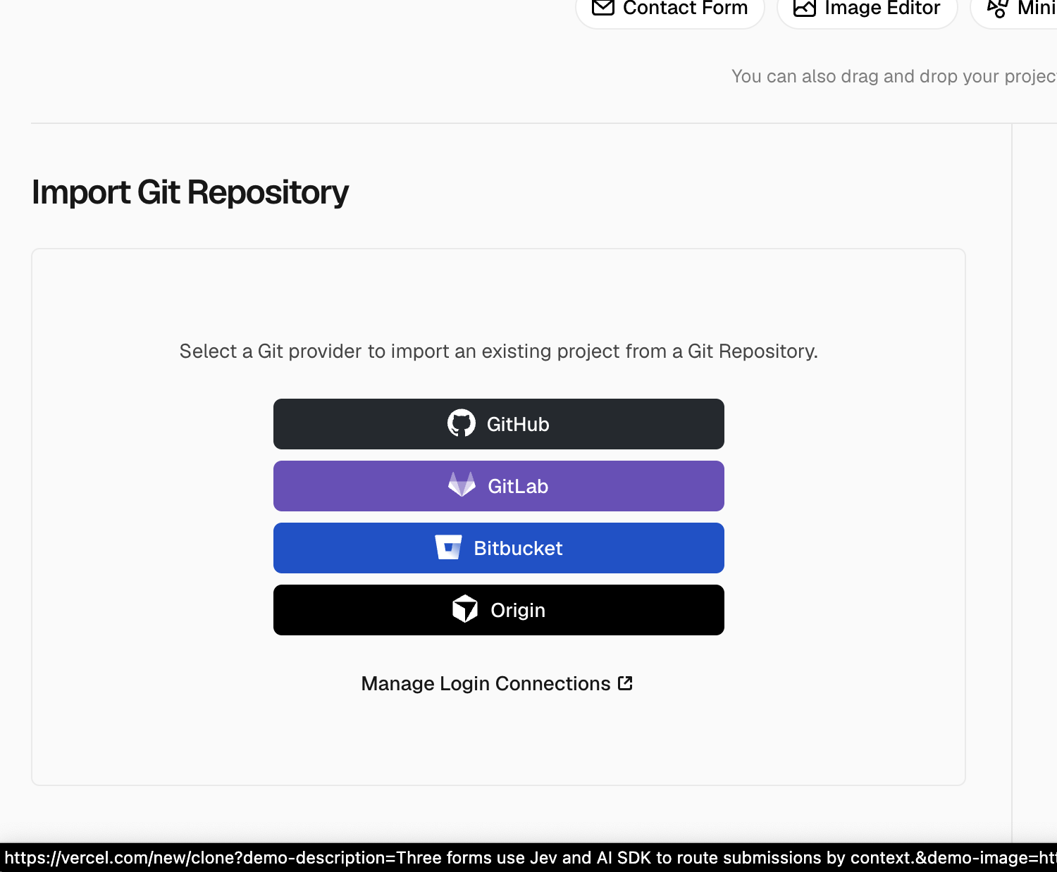 Vælg GitHub som Git-udbyder
